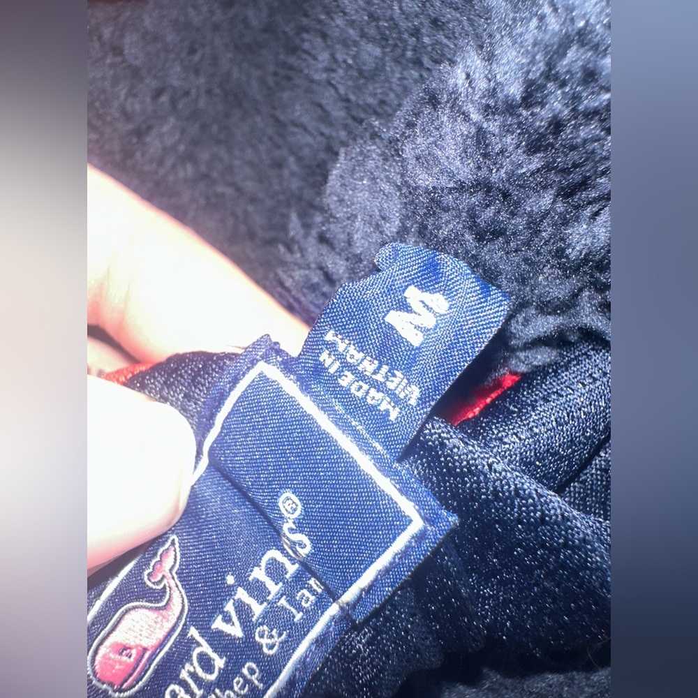 Vineyard Vines Men’s Sherpa SuperShep Hoodie High-Pile Fleece Navy Blue - Size M - Picture 8 of 8